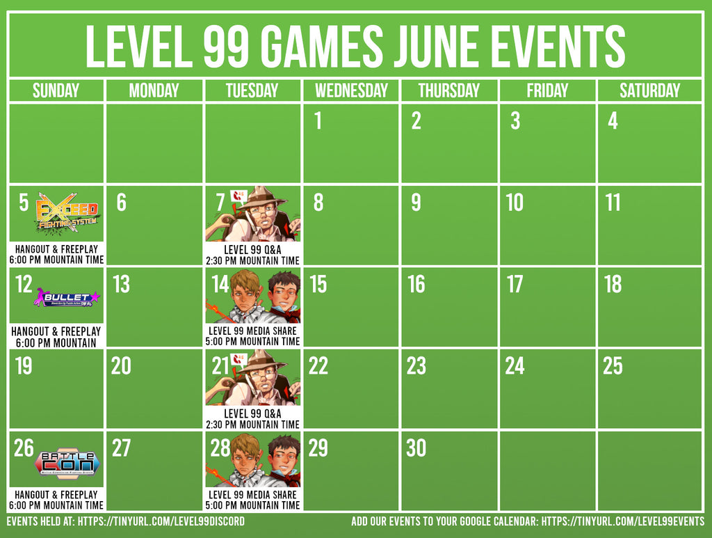 Level 99 Games June Event Calendar
