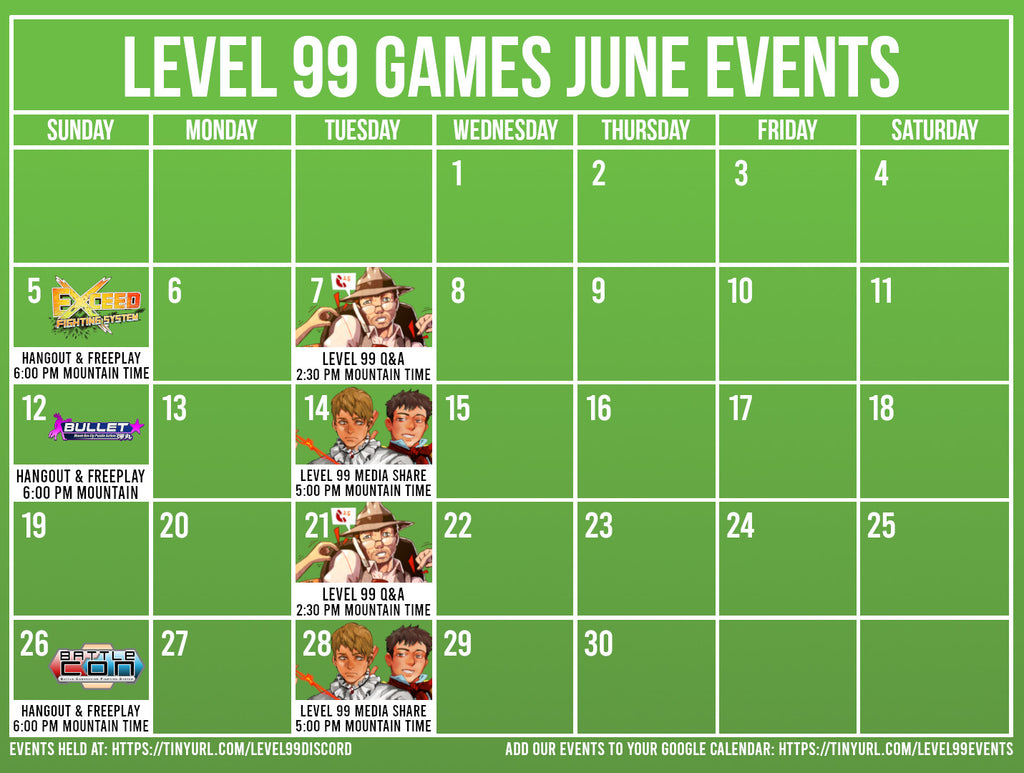 Level 99 Games June Event Calendar